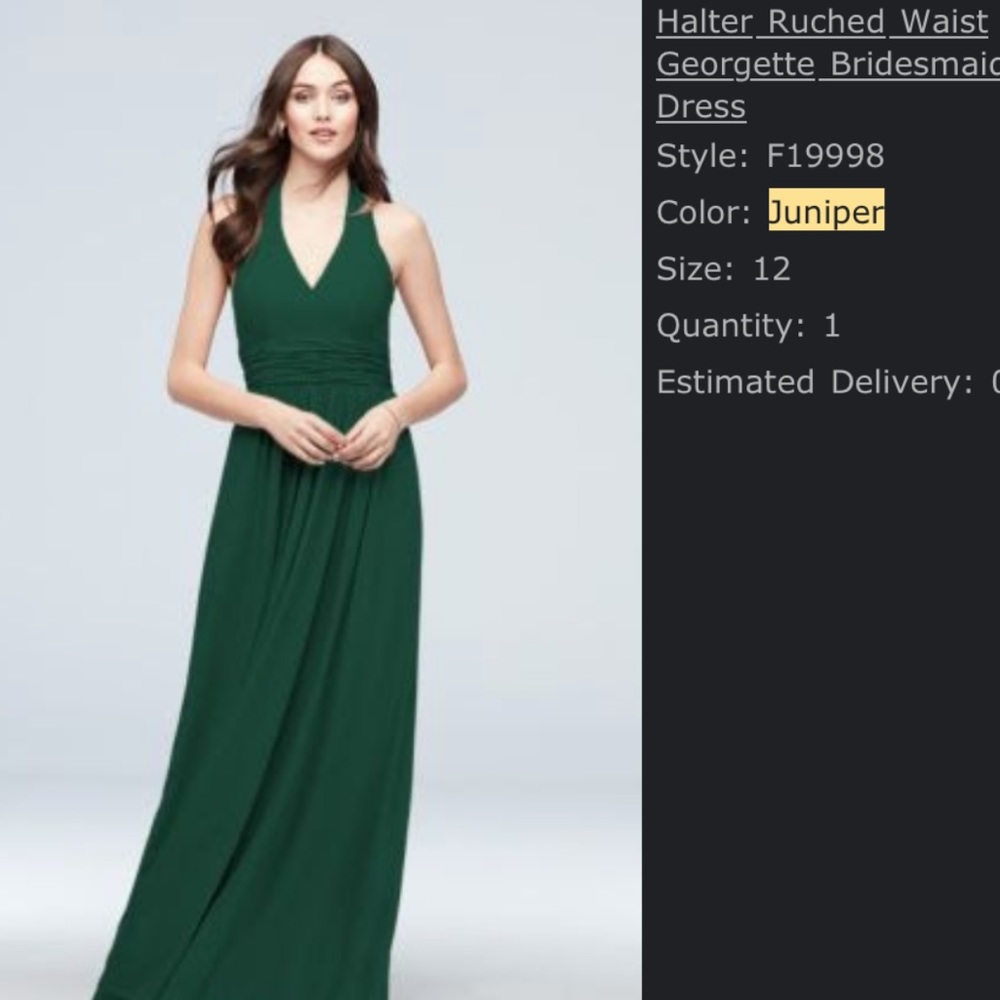 David’s Bridal Georgette Ruched Halter Bridesmaid Dress - Picture 5 of 5